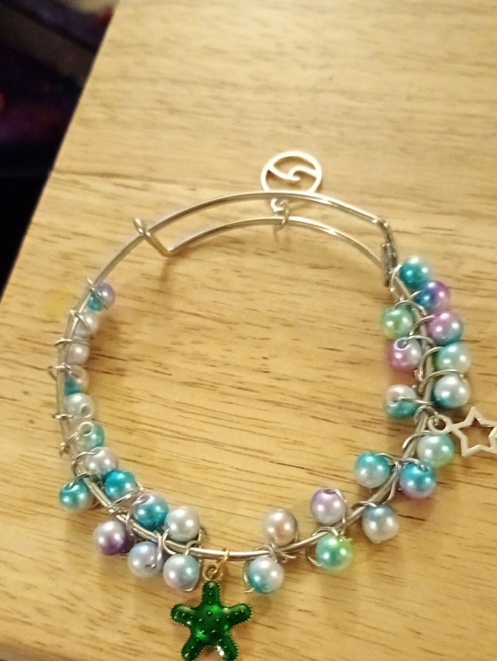 Hand Crafted Multicolor Pastel Pearl Starfish Charm Bracelet
